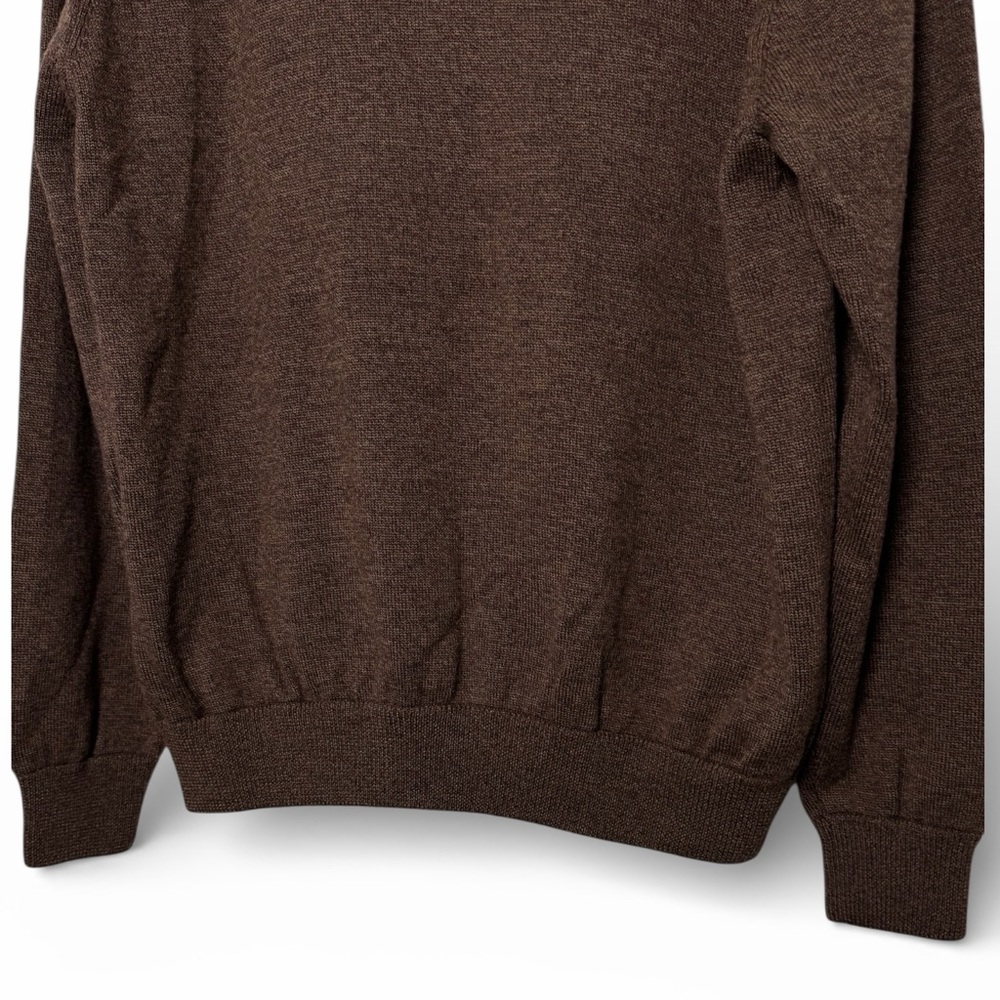 Brooks Brothers 100% Merino Wool Men’s XL 1/4 Zip Brown Classic Sweater - Picture 8 of 12